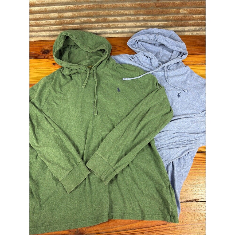 Polo Ralph Lauren Lightweight Hoodie Mens XL Lot of 2 (SUPER Tiny flaw)